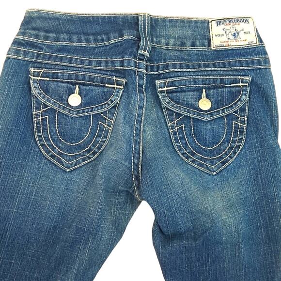 True Religion Joey Flare Twisted Seam Medium Wash Jeans - Picture 3 of 5